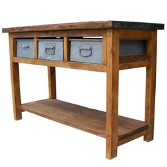 Vintage European Industrial Rustic Console 