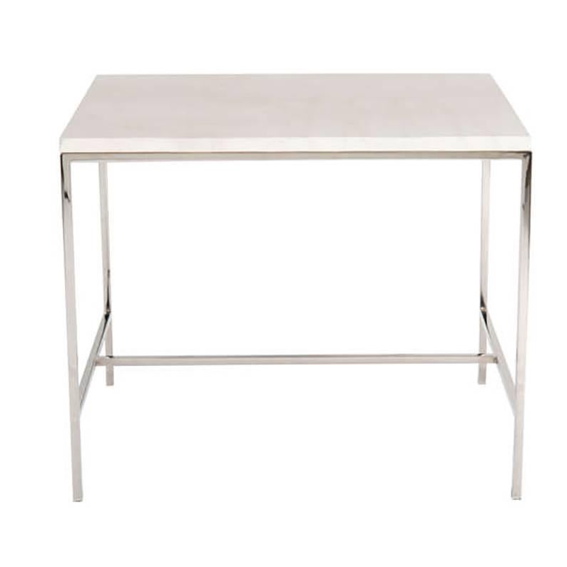 Hunter Travertine Top Side Table For Sale