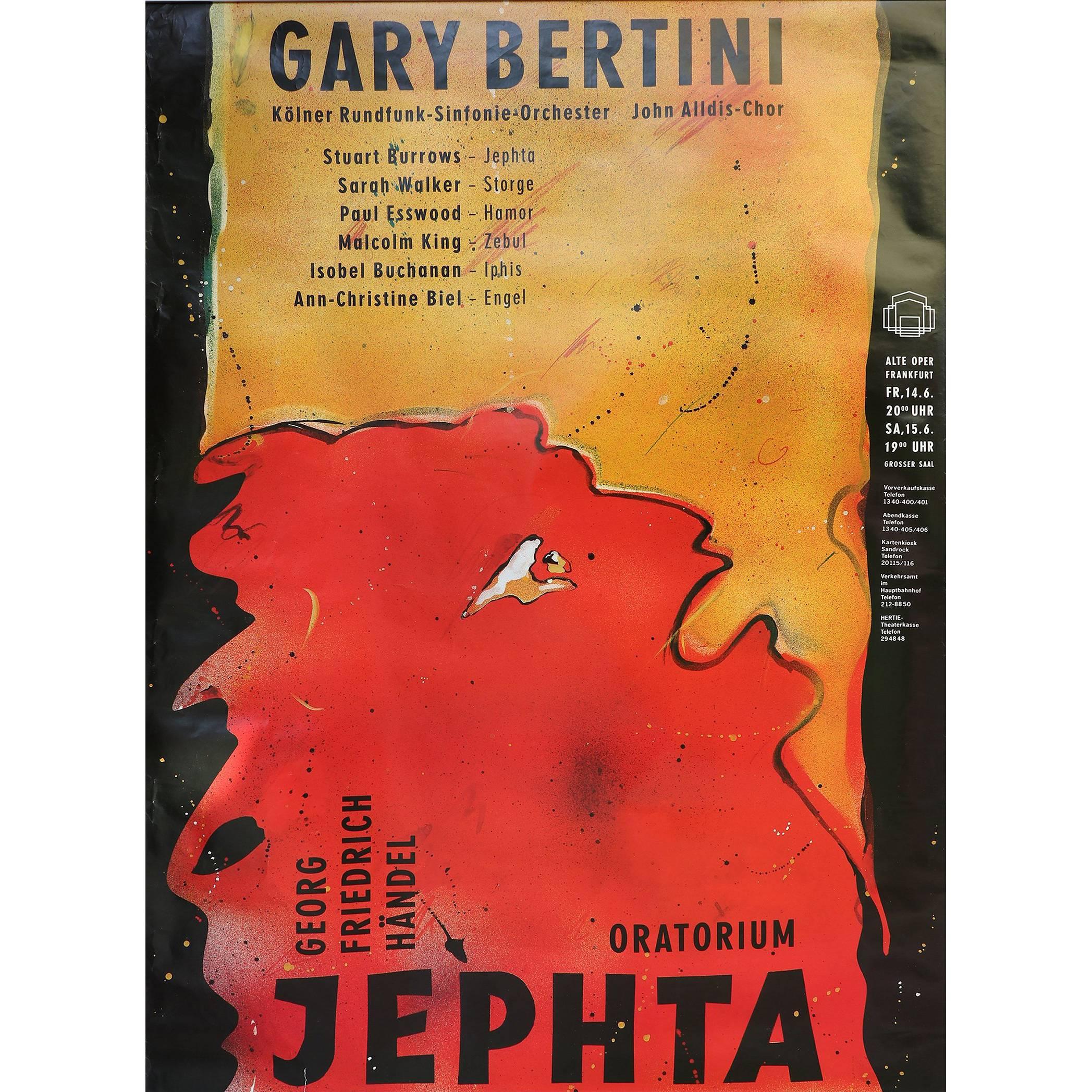 "Gary Bertini - Jephta", Concert Poster 1985 Alte Oper Frankfurt, Germany For Sale