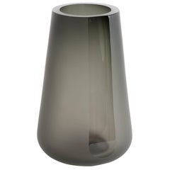 Handblown Smoke Grey Glass Porto Vase Extra Large, Andrew Hughes
