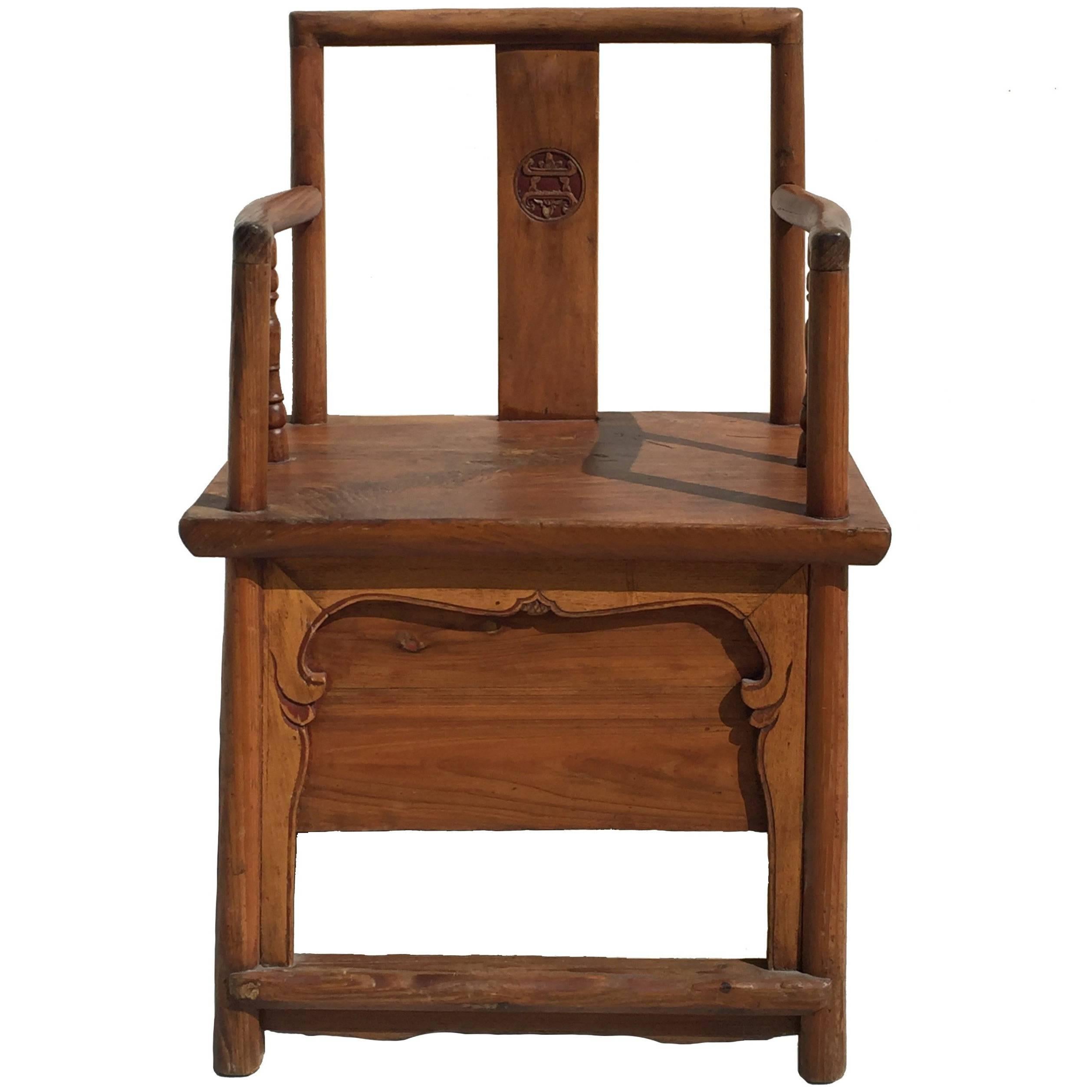 Chinese Antique Armchair, Ming Style, with Single Board Seat