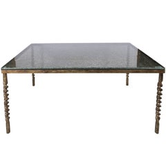 Crackled Glass Top Dining Table