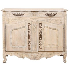 Used French 19th C. Carved and Painted 2-Door Buffet, Adorn with Beautiful Hardware