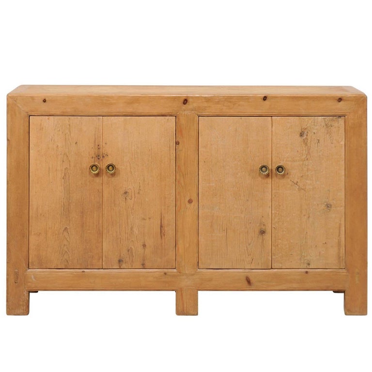 Vintage Asian Reclaimed Wood Buffet Console Server With Four Doors