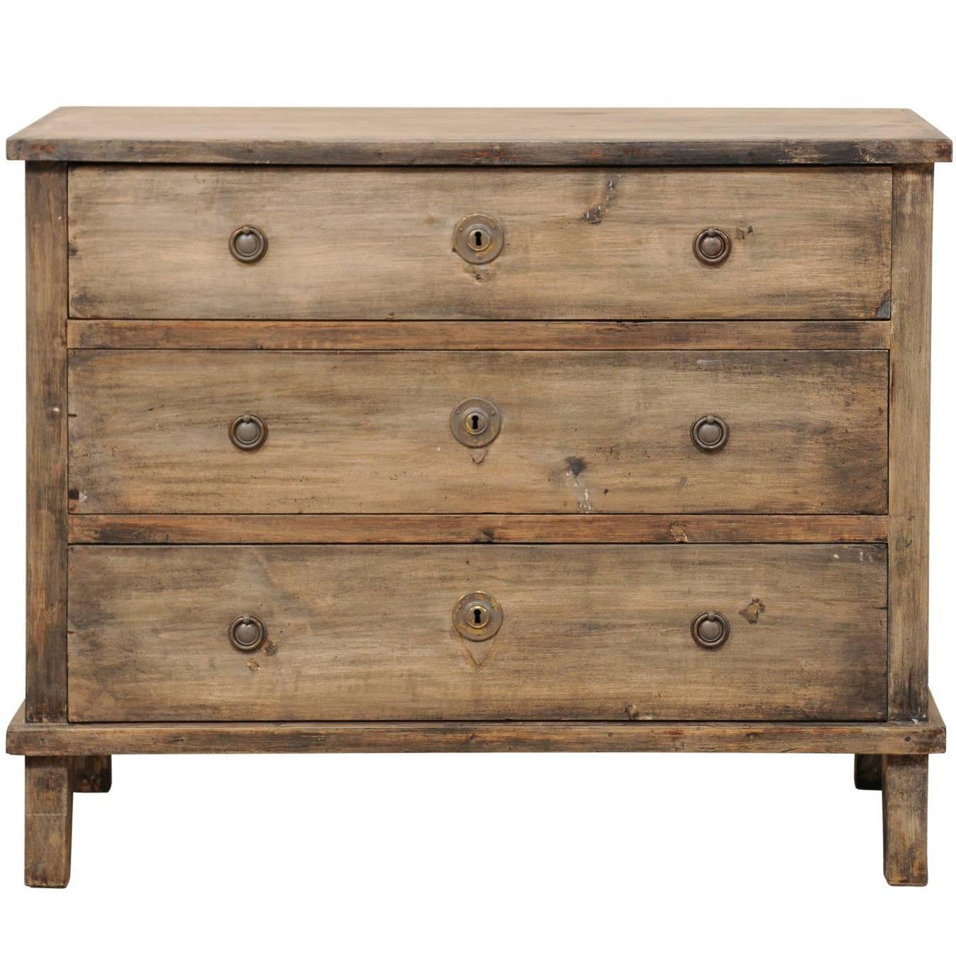 Swedish, 19th Century, Wood Chest with Washes of Grey, Taupe and Dark Brown