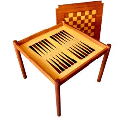 Vintage Teak Backgammon Game Table