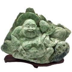 Large Stone Happy Buddha, 13 lb Du Shan Jade