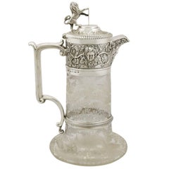 Victorian Glass and Sterling Silver Mounted Claret Jug