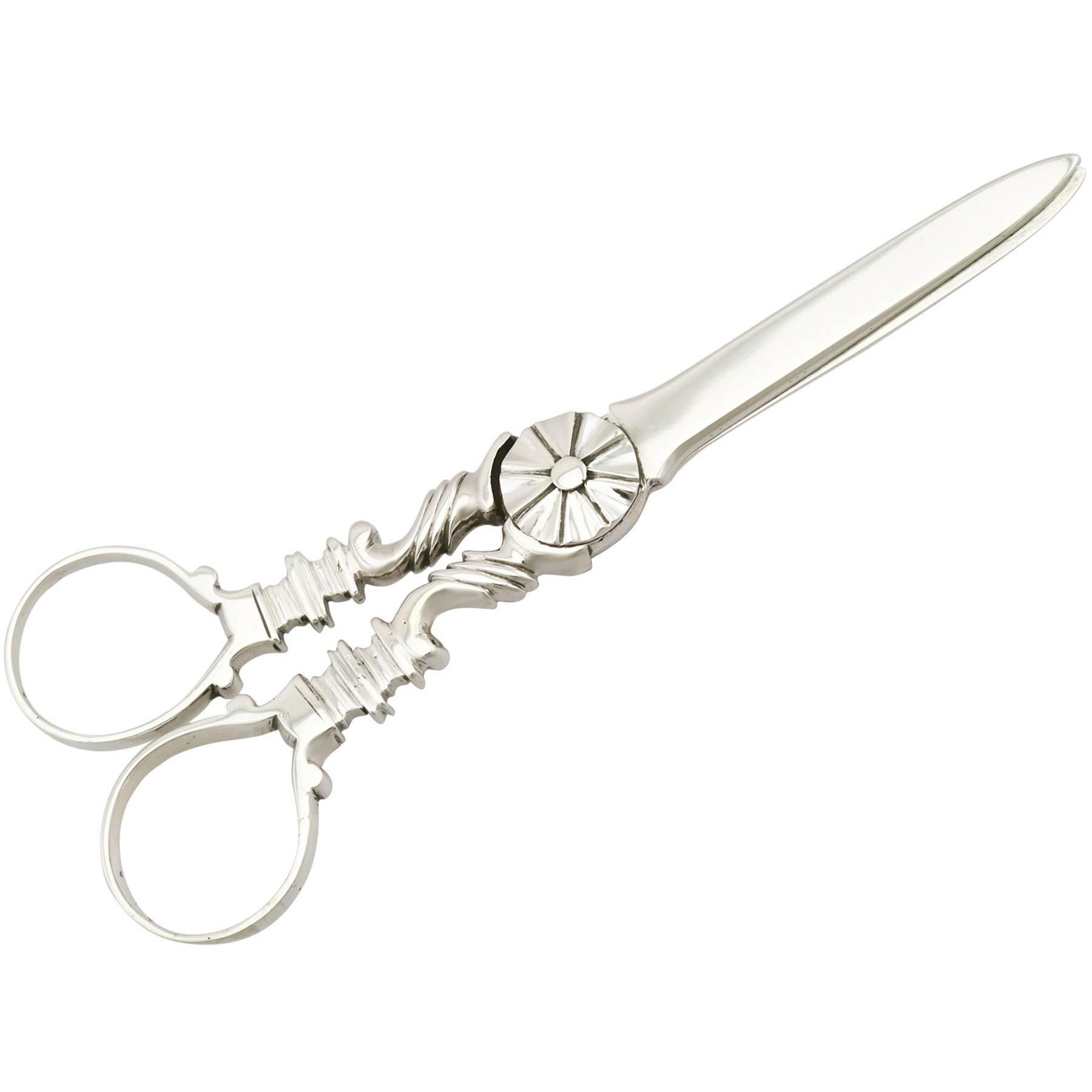 Georgian Sterling Silver Grape Shears