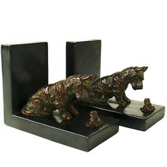 Pair of Terrier and Toad Bookends