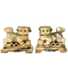 Pair of Grey Marble Foo Dog Bookends