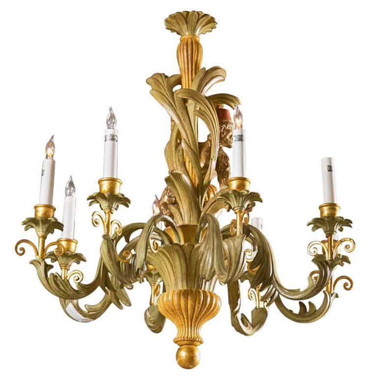  French Painted Wooden Chandelier
