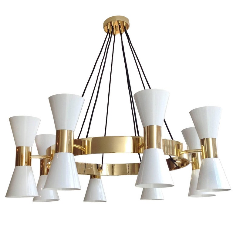 Brass Ring Chandelier For Sale at 1stDibs