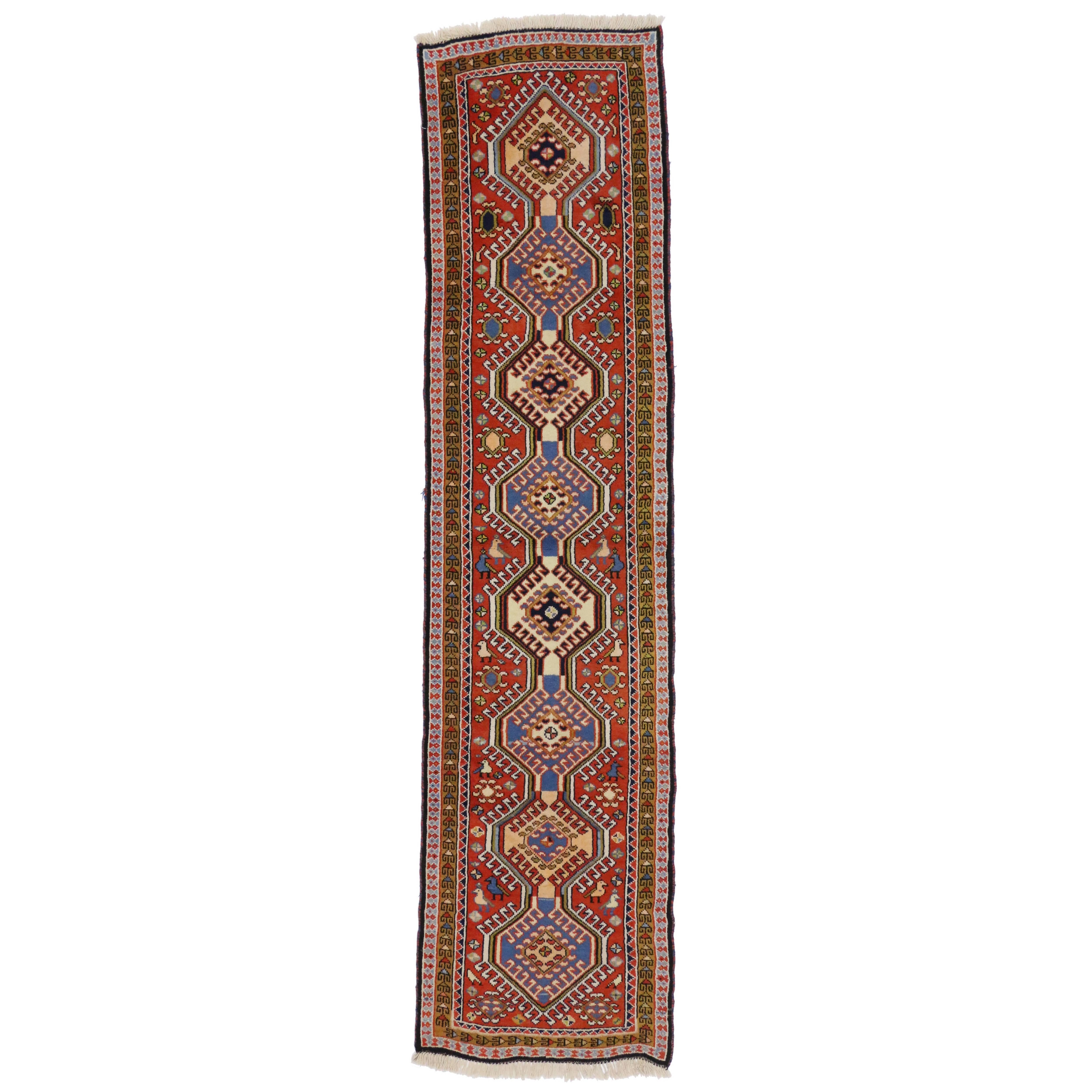 Vintage Yalameh Persian Carpet Runner with Modern Tribal Style