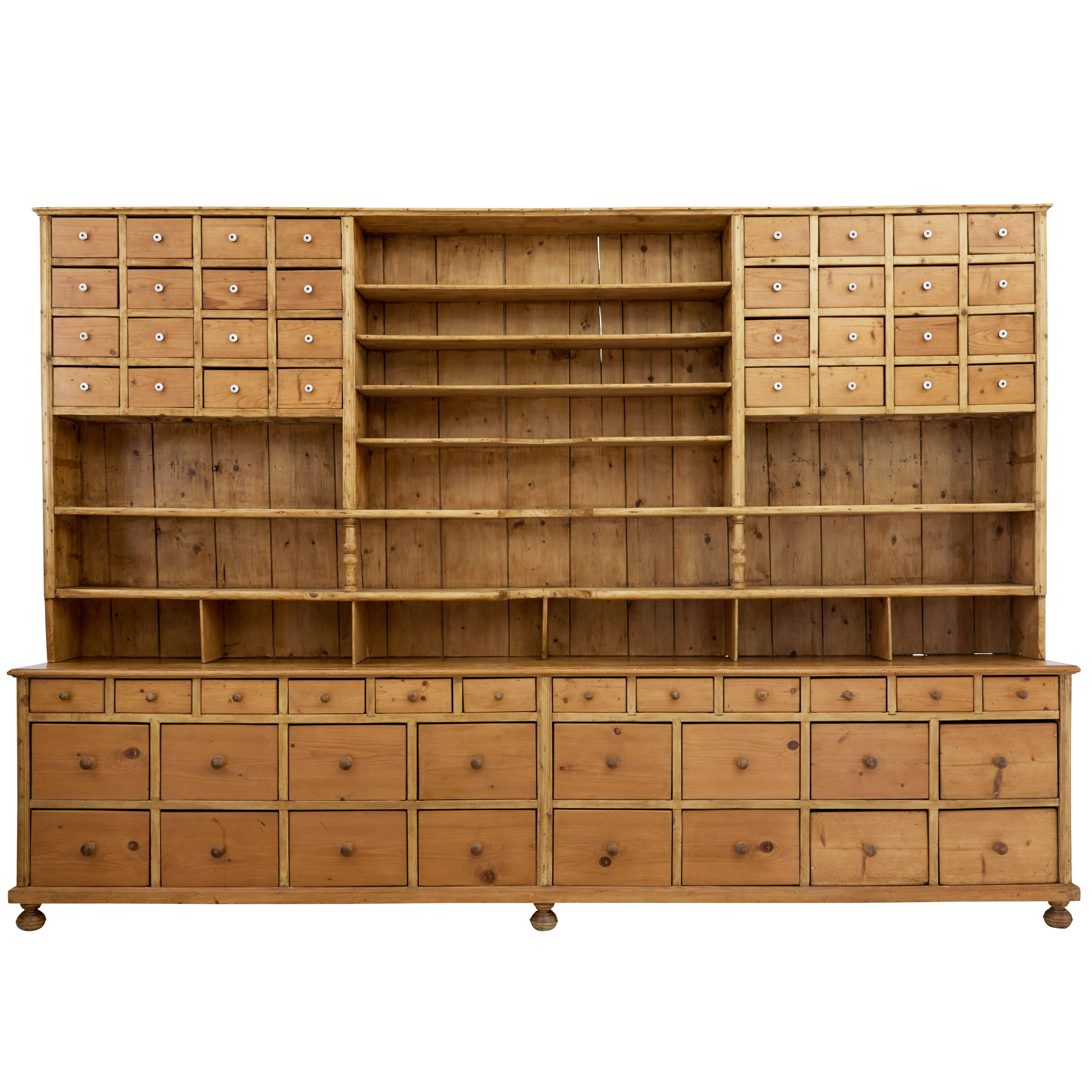 Large Impressive Victorian Pine Apothecary Cabinet Dresser