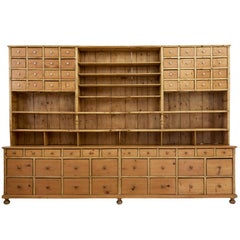 Antique Large Impressive Victorian Pine Apothecary Cabinet Dresser