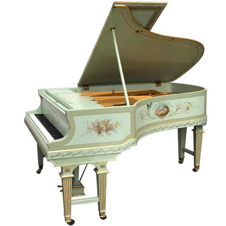20th Century German Bluthner Grand Art Cased Piano Style Antoine Watteau For Sale