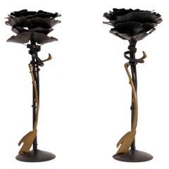 Pair of Albert Paley Blossom Candlesticks 4