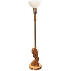 Heifetz Style Hand-Carved Torchiere Floor Lamp