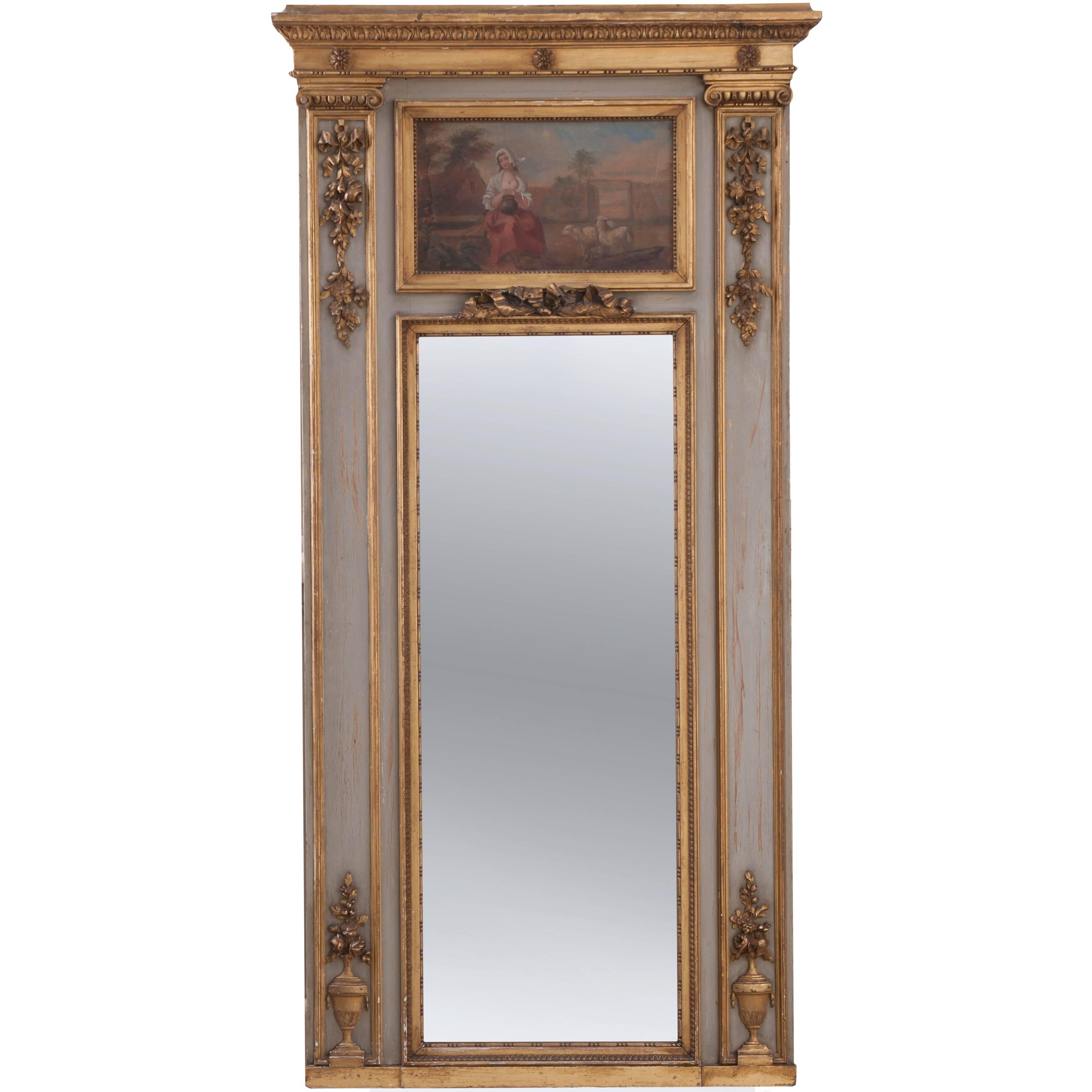 French 19th Century Painted and Gilt Trumeau
