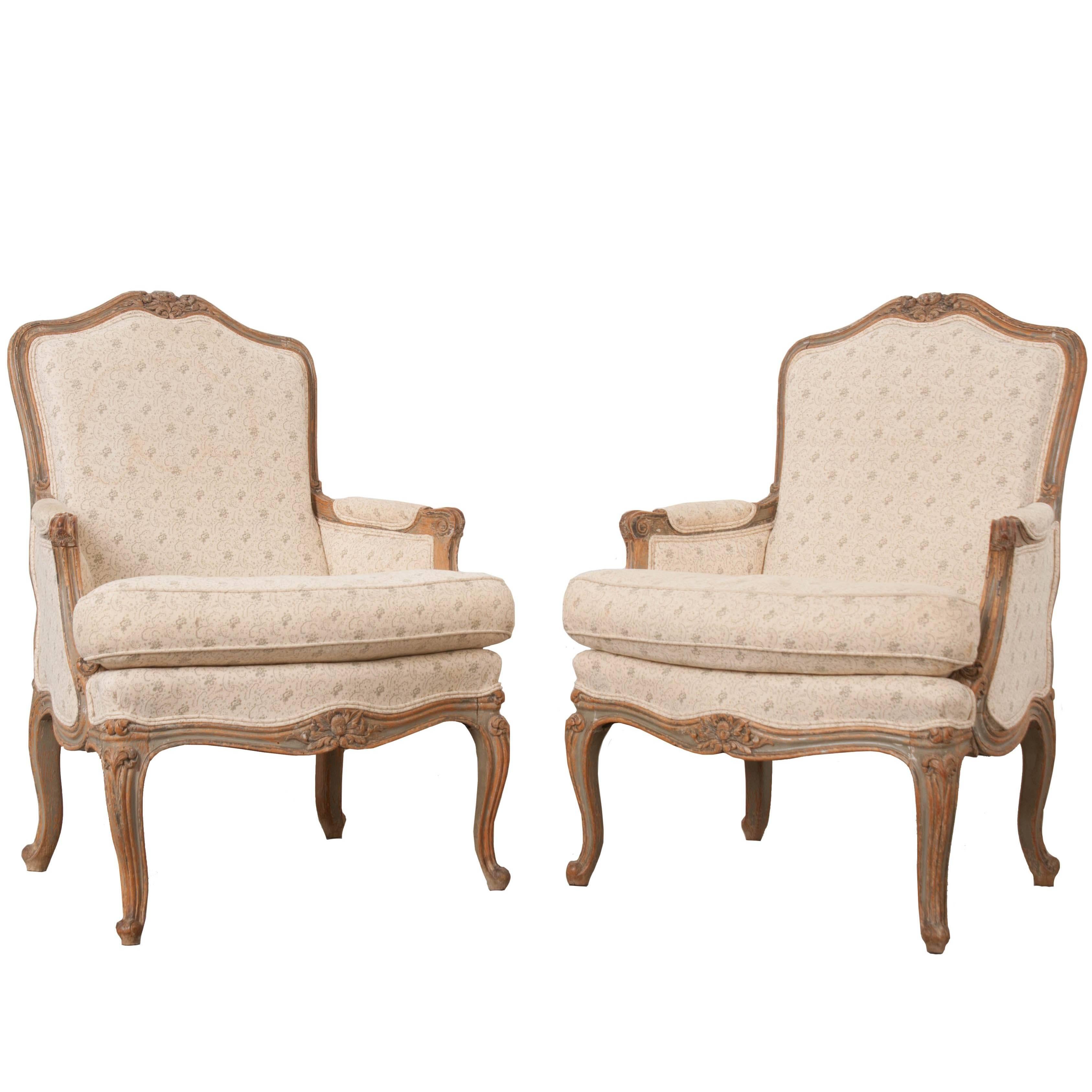 Pair of 19th Century French Louis XV Bergères