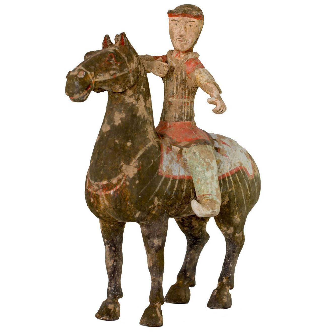 Han Horse with Rider 'Archer' 200 BC, TL Certificate 'Ralf Kotalla' For Sale