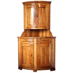 Used Early 19th Century Solid Cherry Biedermeier Corner Cabinet