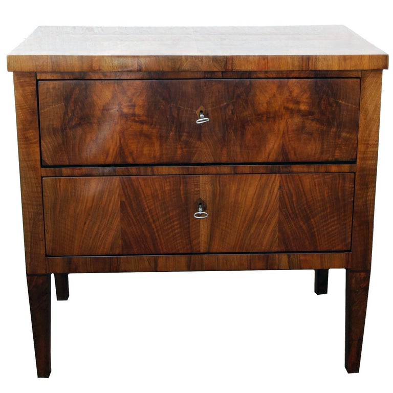 Early 19th Century Small Biedermeier Walnut Wood Chest Of Drawers Early 19th Century Small Biedermeier Walnut Wood Chest Of Drawers Circa 1820 For
