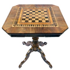 19th Century Biedermeier Marquetry Chess Table, Germany