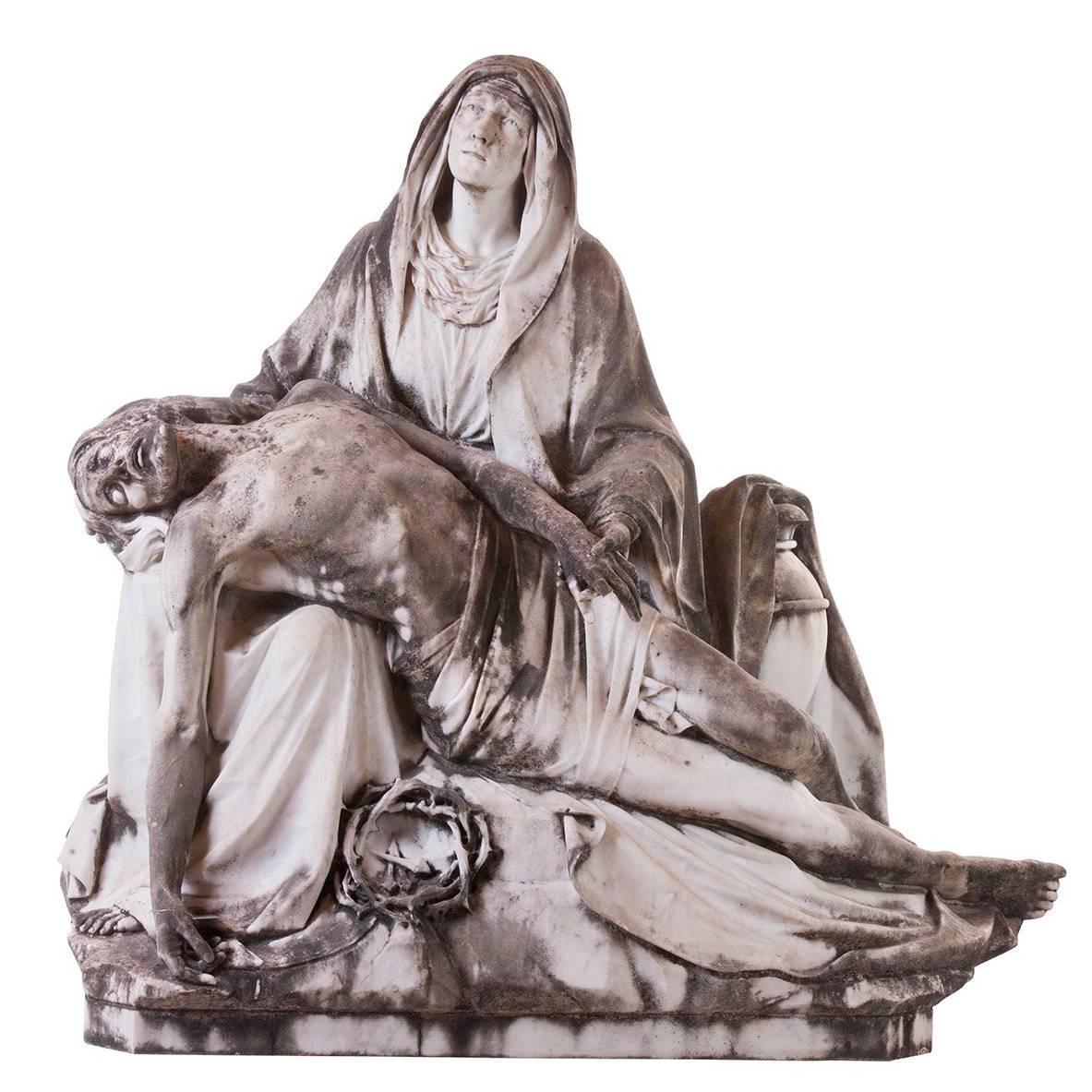 Pieta, Madonna, Virgin, Marble Sculpture, 19th Century For Sale