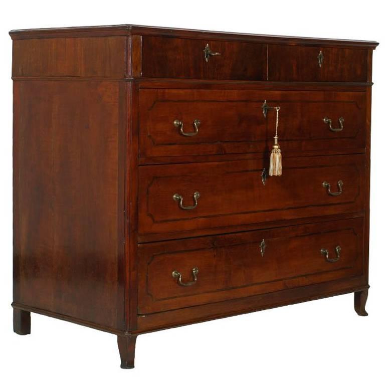Late 18th Century, Antique Italian Commode Chest of Drawers, Walnut, with Inlaid For Sale