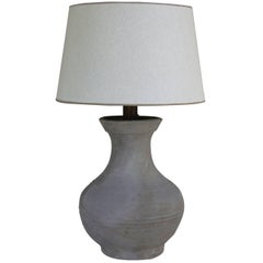 Chinese Han Dynasty Unglazed Vase as Petite Library Table Lamp