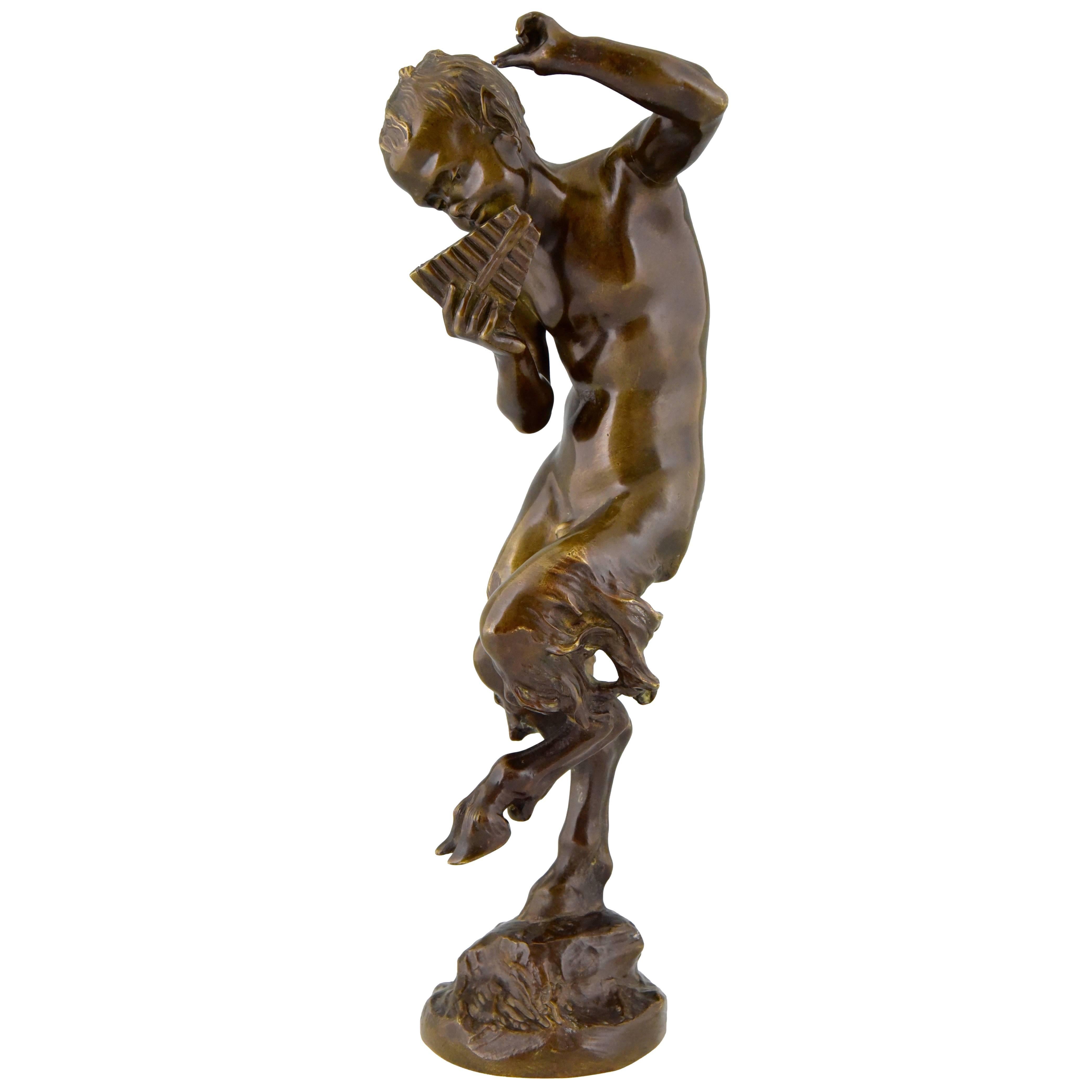 Antique Bronze Sculpture of a Dancing Satyr by Jules Jacques Labatut 1880