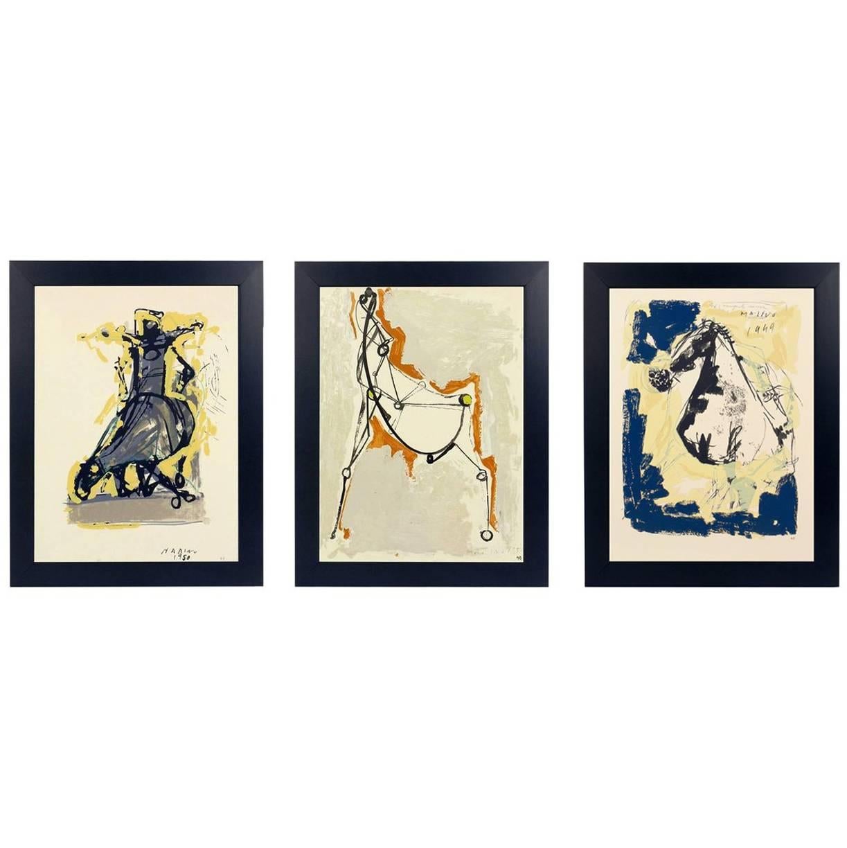 Selection of Three Marino Marini Horse and Rider Lithographs
