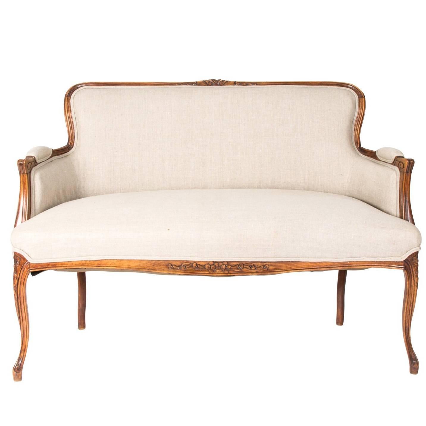 French Walnut Settee, circa 1900 For Sale