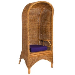 Rattan Cabana Chair with Purple Cushion