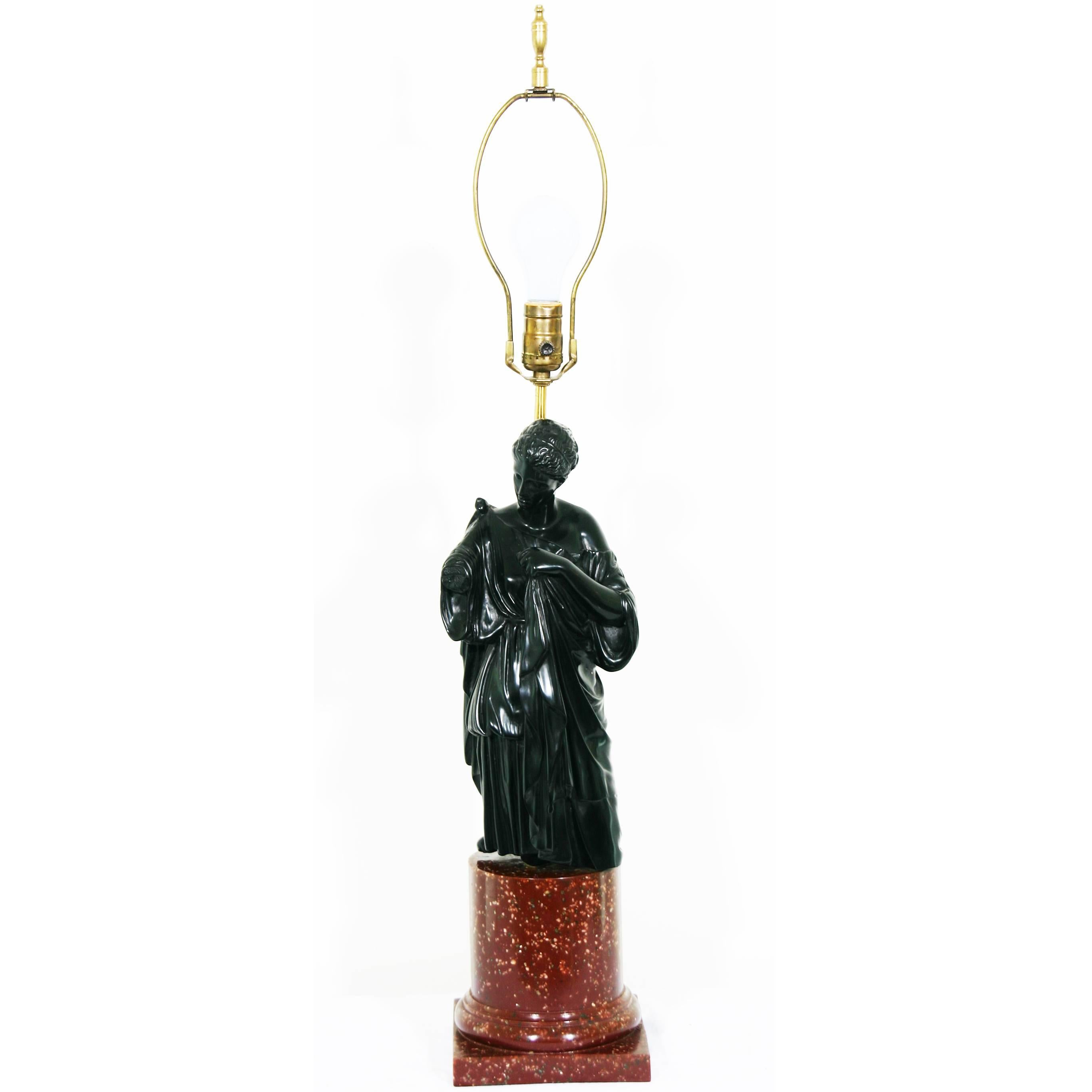 Draped Goddess Figural Lamp For Sale