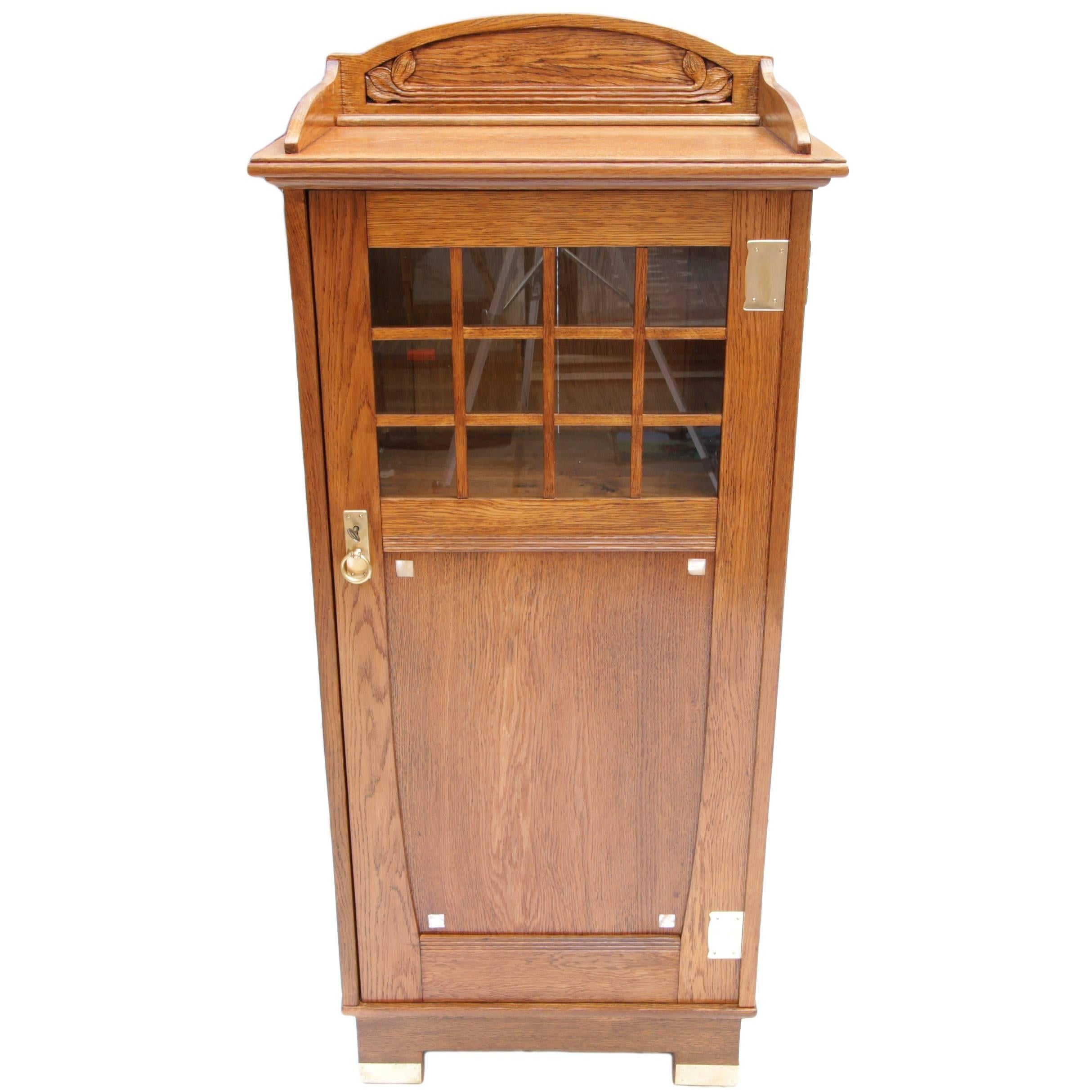Small Art Nouveau Oak Cabinet / Lectern