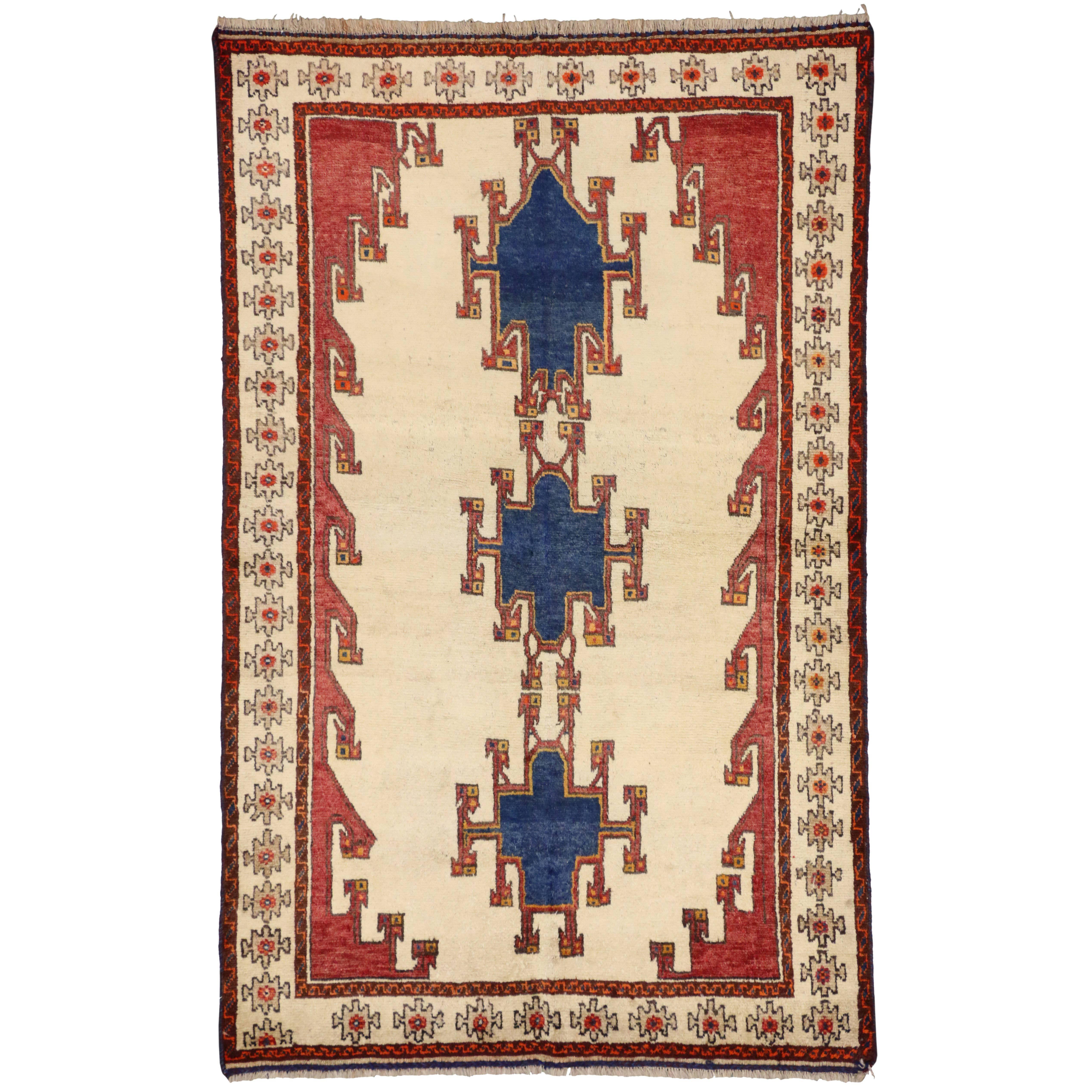 Vintage Shiraz Persian Rug with Modern Tribal Style For Sale