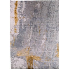 Grey Marble Area Rug in Silk, Wool and Nettle 6