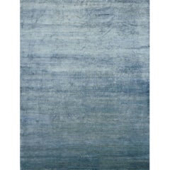 Solid Blue Handmade Area Rug Colored With Natural Indigo Dye 10x14