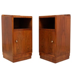 Pair of Walnut Art Deco Bedside Cupboards