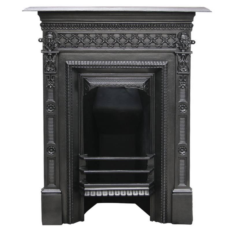 Small Antique Edwardian Cast Iron Bedroom Fireplace