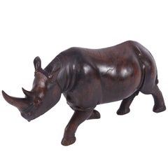 Carved Hardwood Rhino