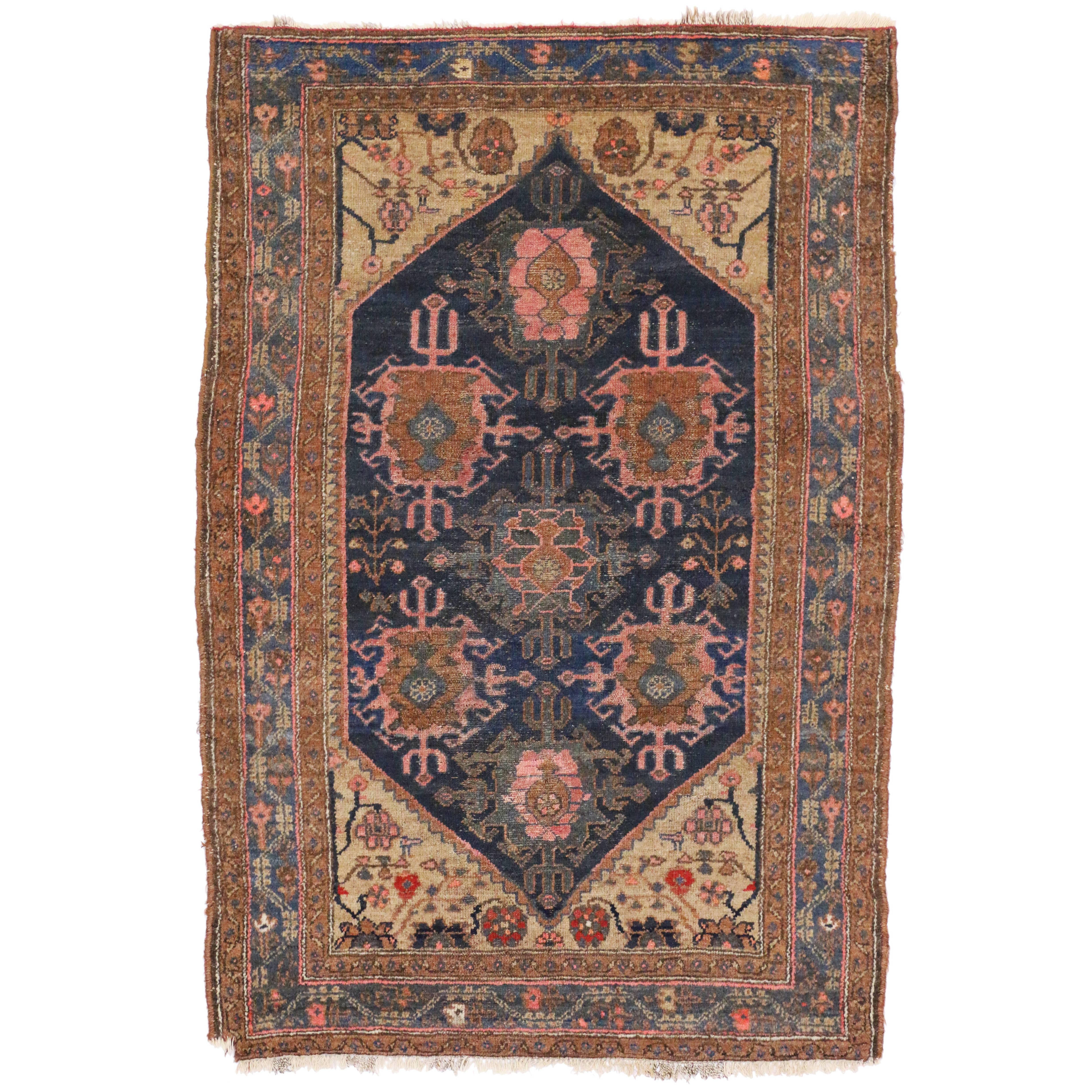 Antique Nahavand Hamadan Persian Rug with Modern Style