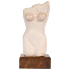 E. S. Rubinow Carved Stone Female Nude Torso Sculpture