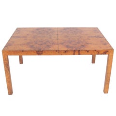 Clean Lined Burl Wood Dining Table by Milo Baughman