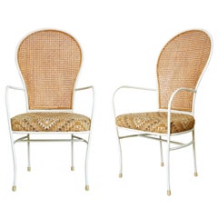 Vintage Milo Baughman for Thayer Coggin Caned Armchairs, Pair