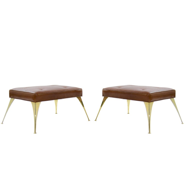 Gio Ponti Style Benches in Cognac Leather at 1stDibs cognac leather bench