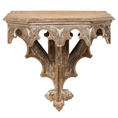 Antique Italian Wall-Mounted Small Table from the Early 19th Century, Metallic Accent